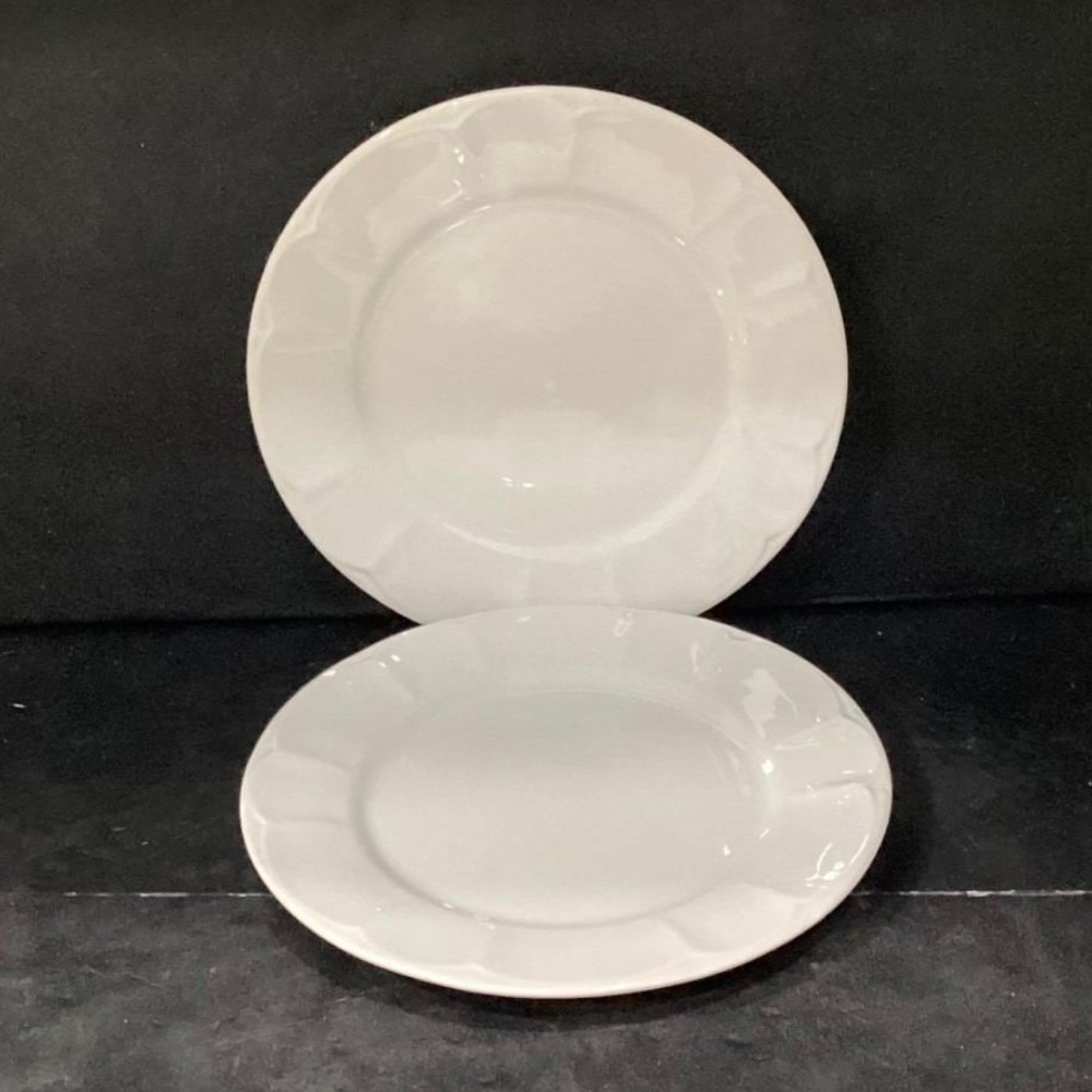Set of 2 Vintage Henry Ford‎ Museum White Scallop Salad Plates Pfaltzgraff 7.5"
